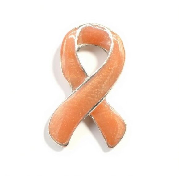 Awareness Ribbon Enamel Pin Peach Cancer Support Lapel Accessory - Picture 1 of 5